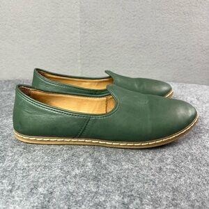 Green Leather Women's Flats